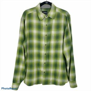 Marmot Green Plaid Flannel Button Front Shirt L
